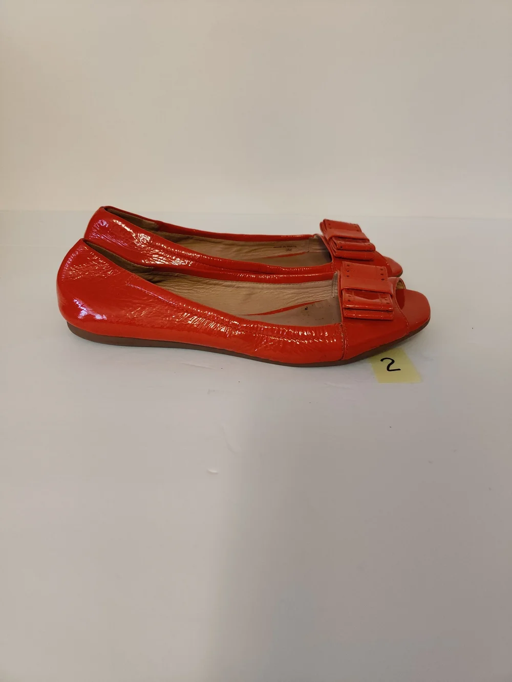 kate spade Red Patent Leather Bow Peep-Toe Flats 9